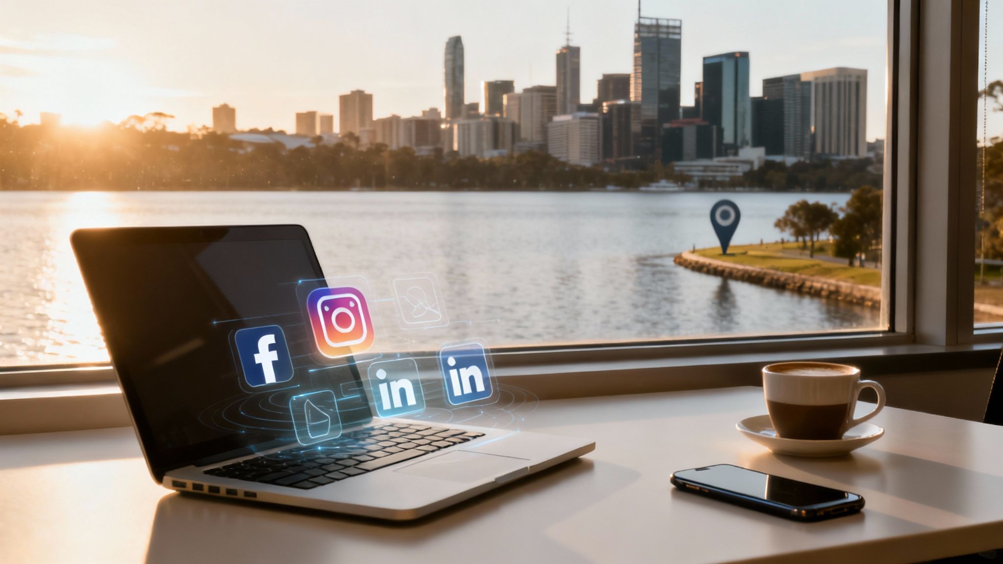 Social Media Marketing Perth Laptop Cityscapejpg