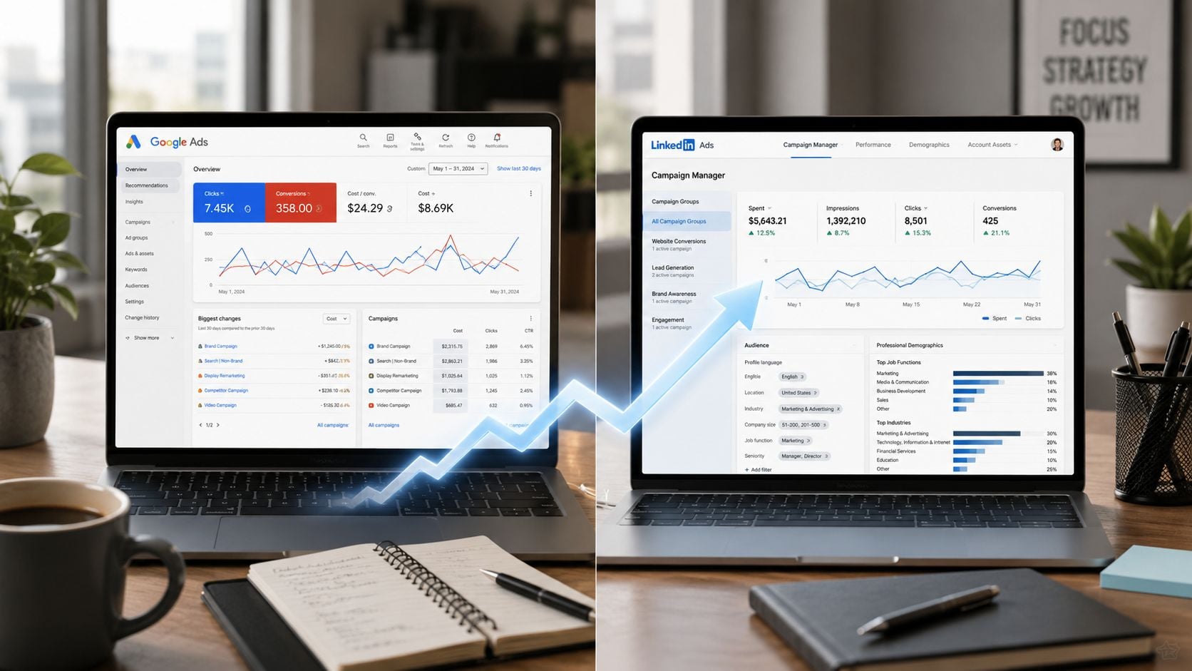 Google Ads Vs Linkedin Ads For B2b Dashboard Comparison